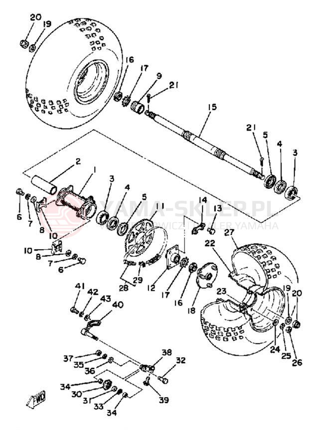 Schemat "Koło tył" do Yamaha YT125J