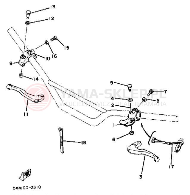Schemat "Kierownica i osprzęt" do Yamaha YZ125J