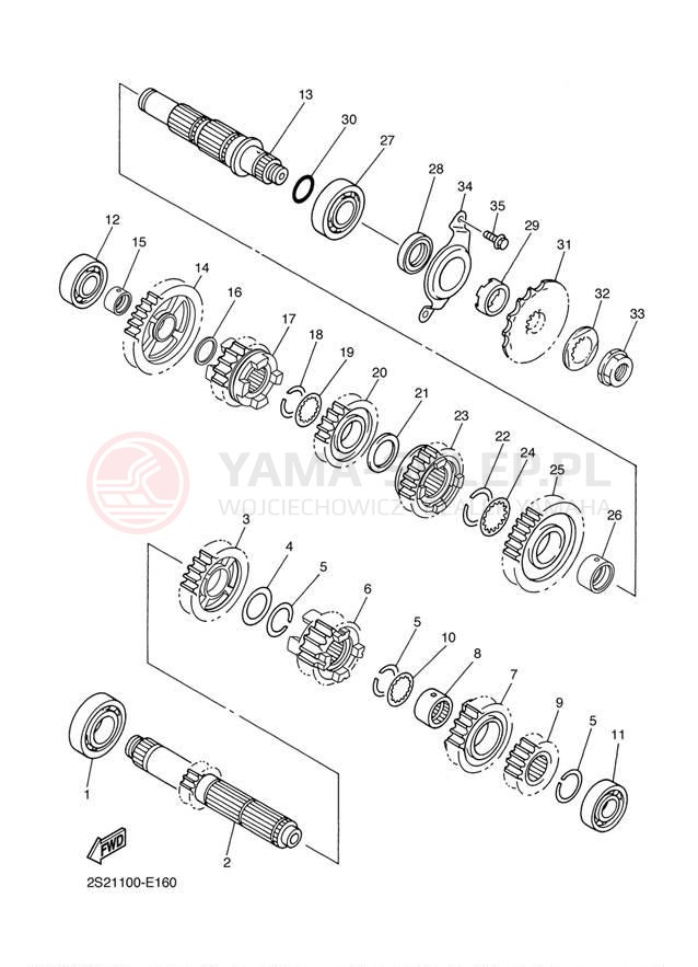 Schemat "Skrzynia biegów " do Yamaha YZ450F YZ450FZL/YZ450FZW