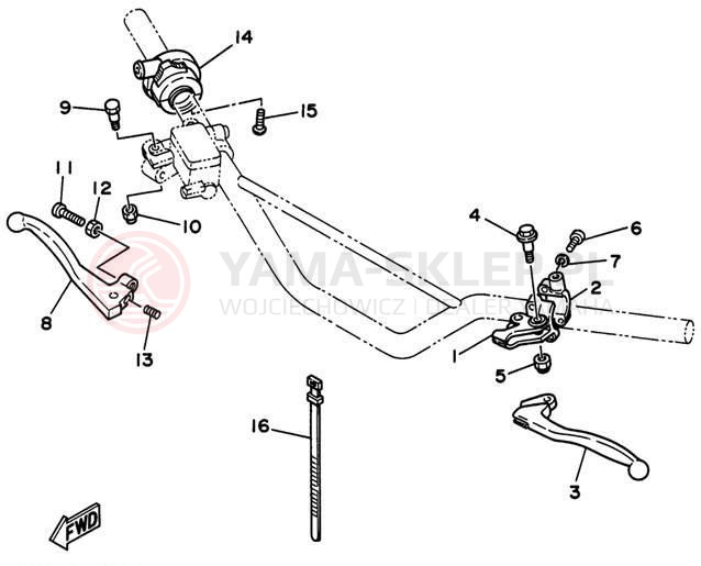 Schemat "Kierownica i osprzęt" do Yamaha RT180H