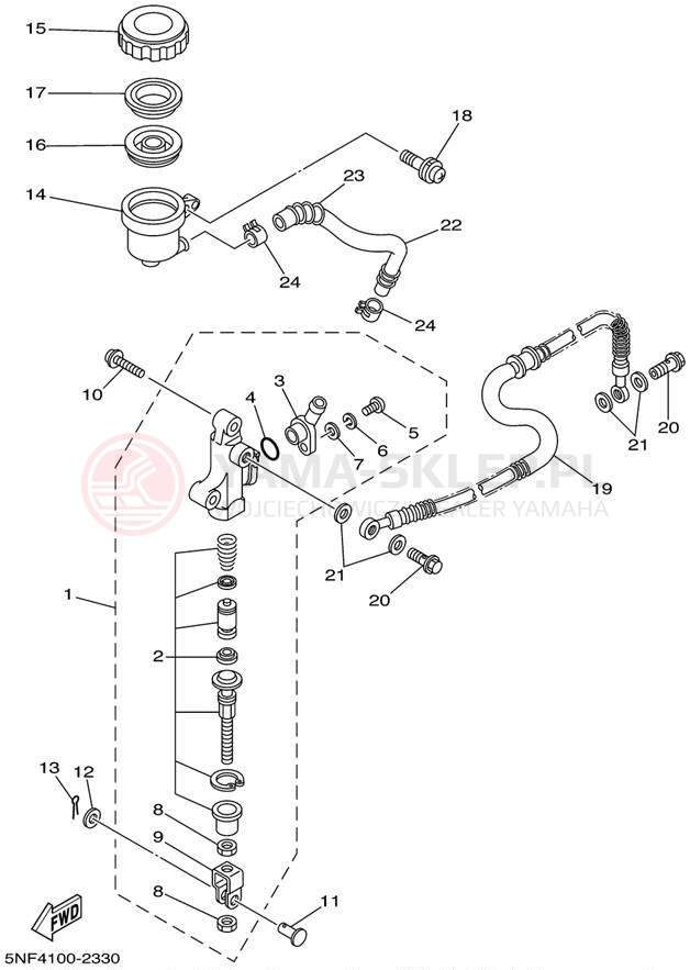 Schemat "Pompa hamulcowa tył" do Yamaha WARRIOR YFM350XP/YFM350XPC