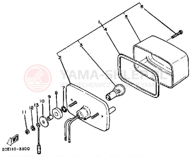 Schemat "lampa tył" do Yamaha YT175K