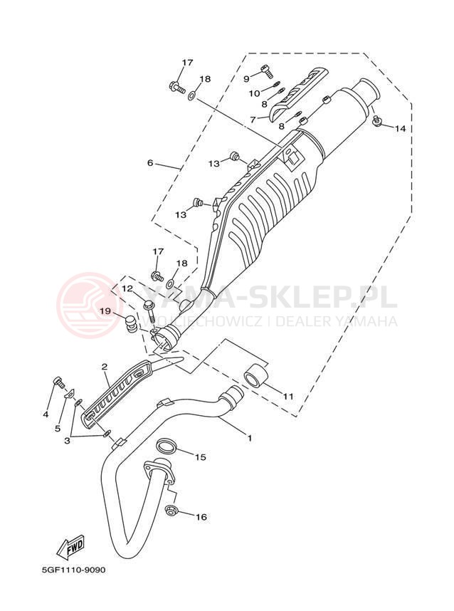 Schemat "Wydech końcowy" do Yamaha TT-R250 TTR250SC/TTR250S