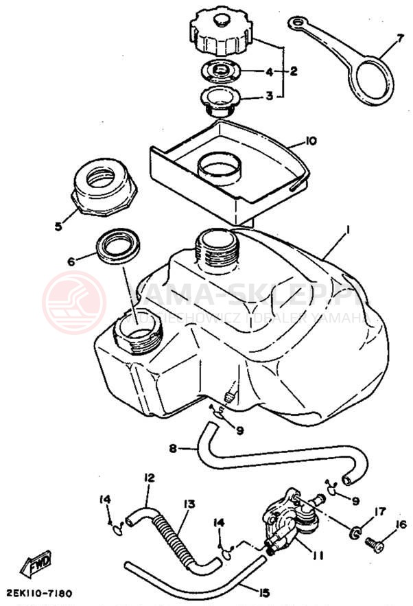 Schemat "zbiornik paliwa" do Yamaha RAZZ SH50D