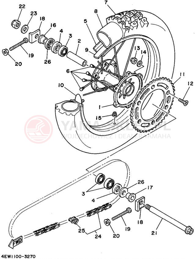 Schemat "Koło tył" do Yamaha YZ250G1
