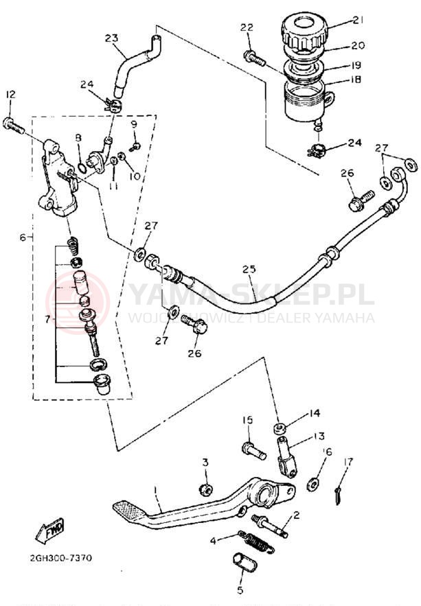 Schemat "Pompa hamulcowa tył" do Yamaha FZR1000U/FZR1000UC