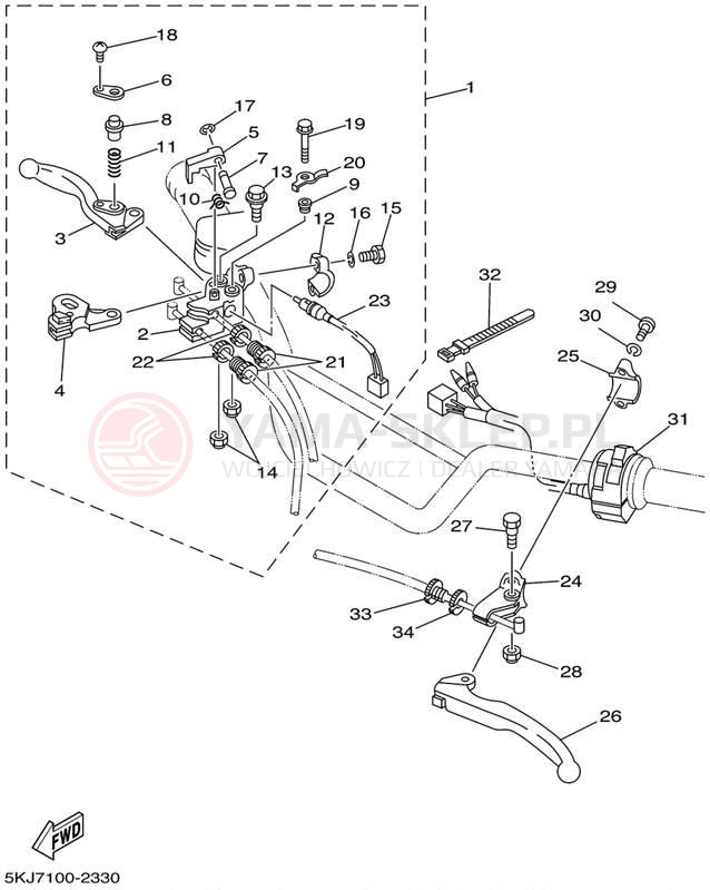 Schemat "Kierownica i osprzęt" do Yamaha BLASTER YFS200P