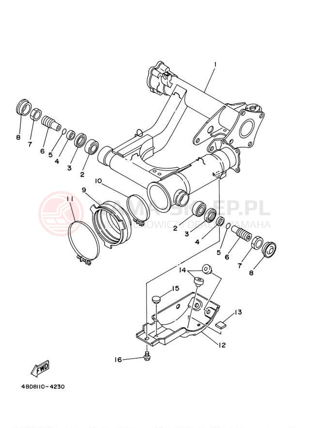 Schemat "wahacz" do Yamaha TIMBERWOLF 4WD YFB250FWM