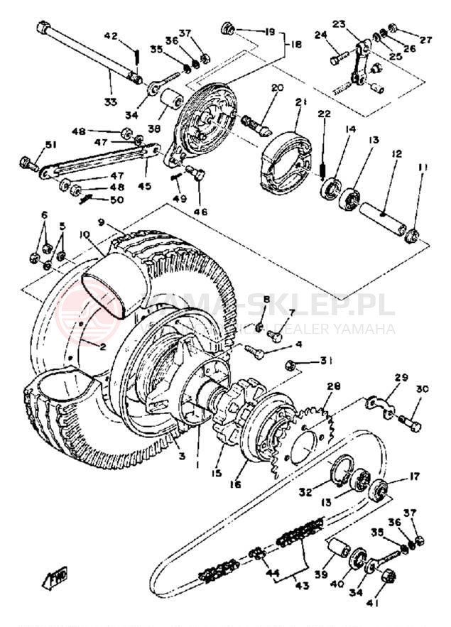 Schemat "Koło tył" do Yamaha LB802AE