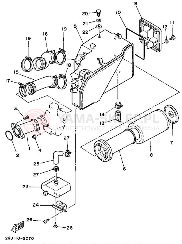 Schemat "Filtr powietrza" do Yamaha YTM225DRN