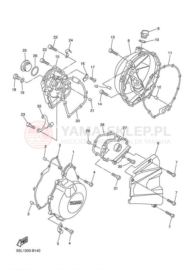 Schemat "Pokrywa silnika" do Yamaha YZFR6 YZFR6R/YZFR6RC