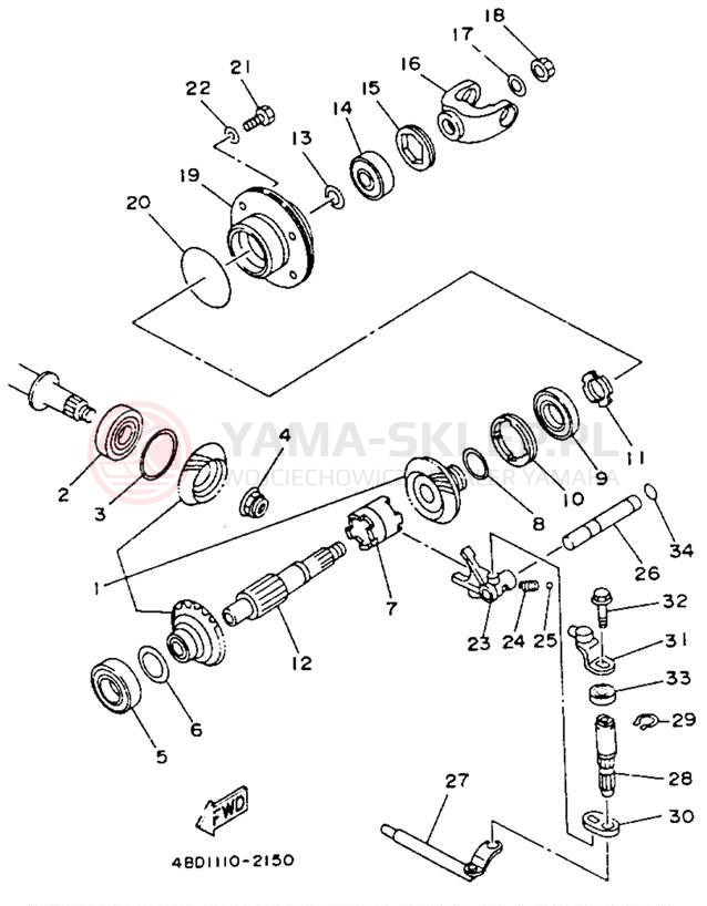 Schemat "Przeniesienie napędu" do Yamaha YFB250E_MN