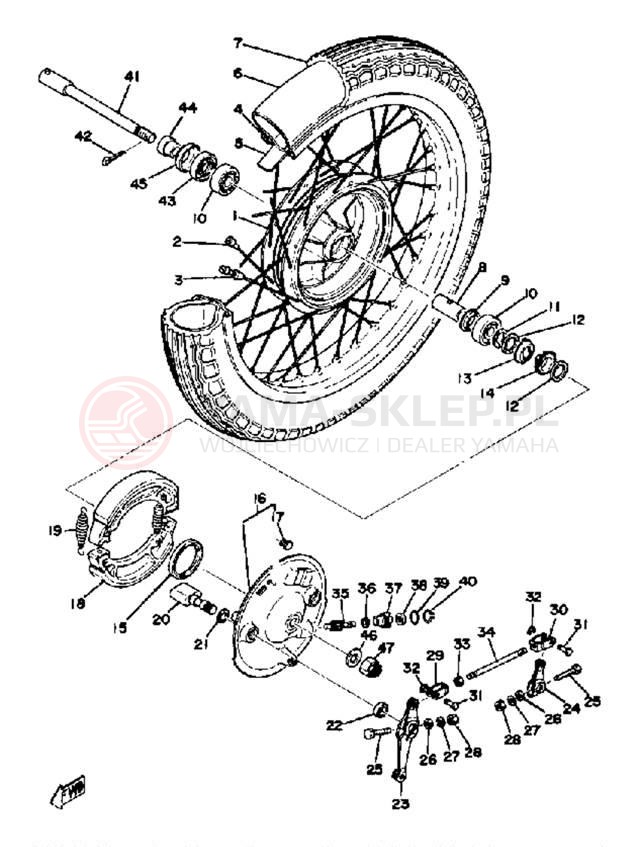 Schemat "Koło przód" do Yamaha XS400_2F