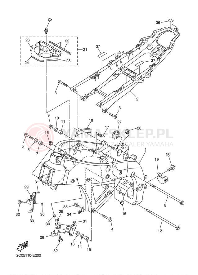 Schemat "rama" do Yamaha R6 CA YZFR6WC/YZFR6W