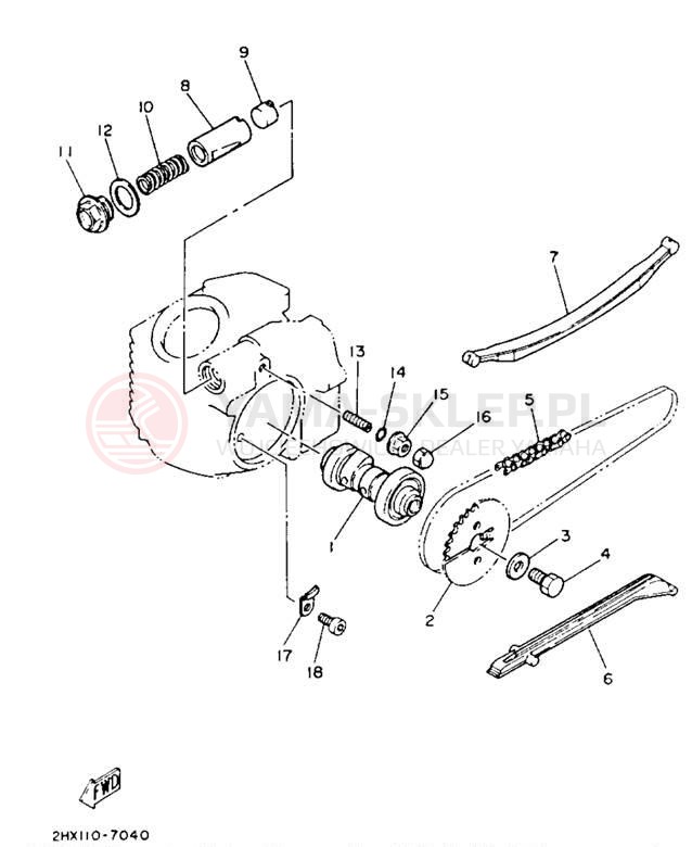 Schemat "Rozrząd - łańcuszek" do Yamaha YFM100W