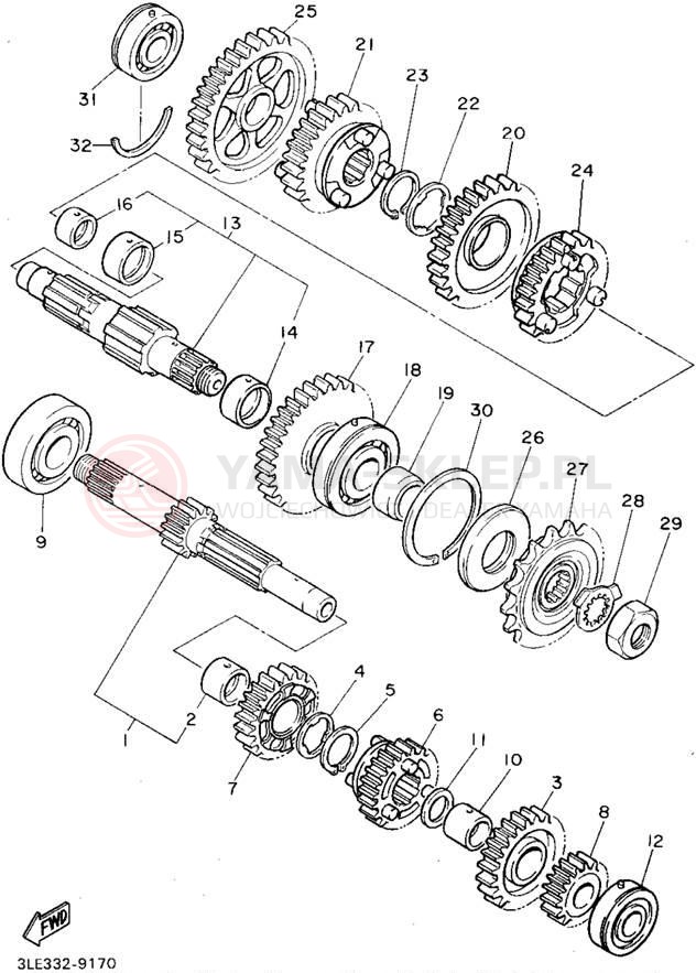 Schemat "Skrzynia biegów " do Yamaha FZR1000G/FZR1000GC