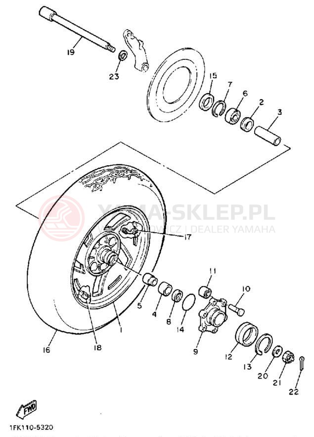 Schemat "Koło tył" do Yamaha V MAX 1200 VMX12N/VMX12NC