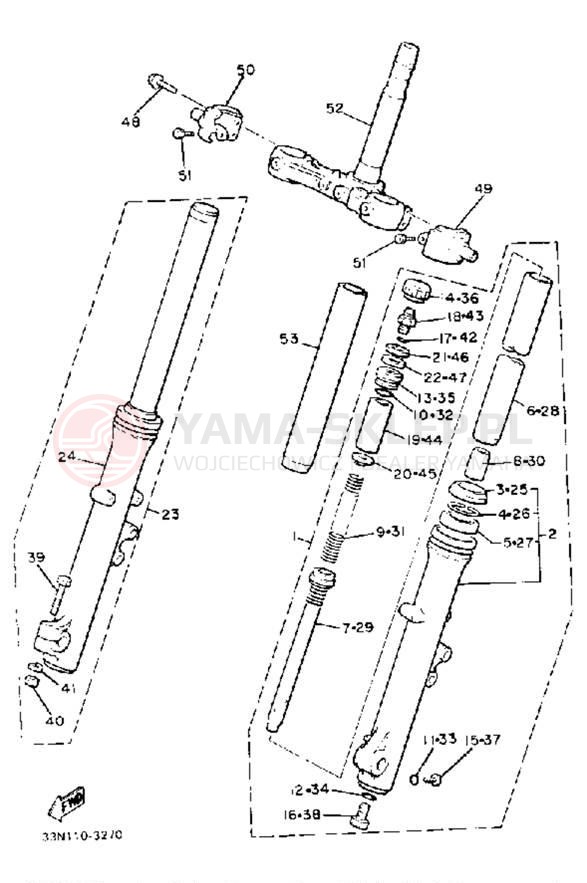 Schemat "Amortyzatory przód" do Yamaha XJ750MK