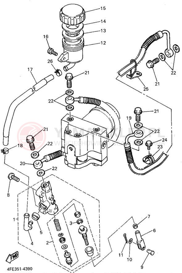 Schemat "Pompa hamulcowa tył" do Yamaha GTS1000AFC/GTS1000AF