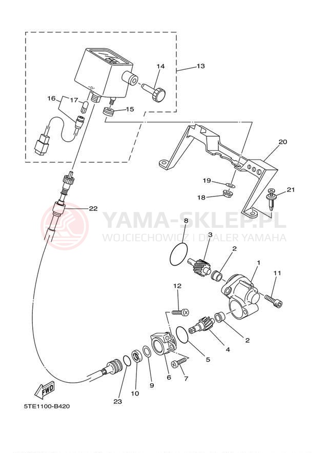 Schemat "licznik" do Yamaha KODIAK 400 4X4 YFM4FAS
