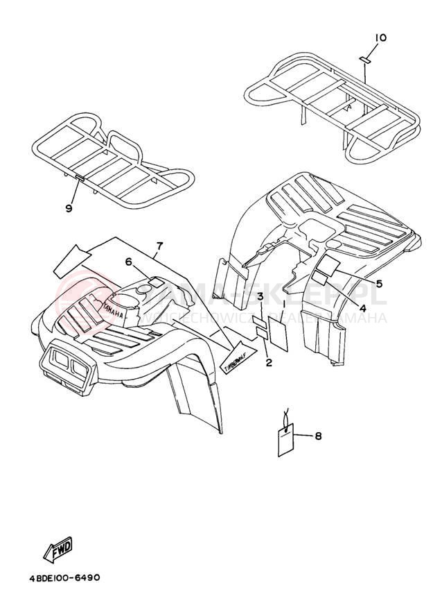 Schemat "naklejki" do Yamaha TIMBERWOLF 2WD YFB250UJ_M