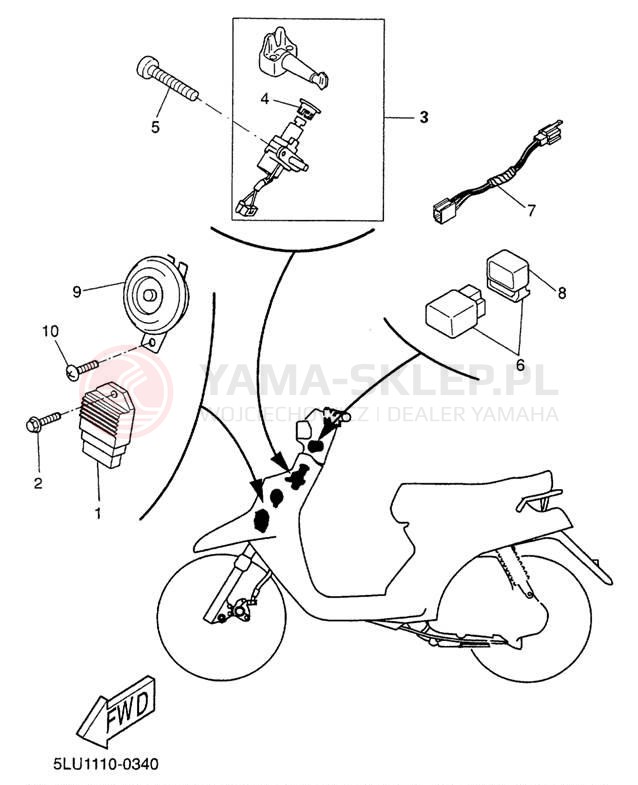 Schemat "układ elektryczny" do Yamaha ZUMA II CW50M