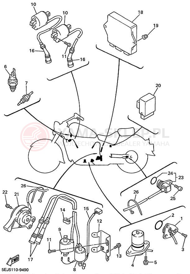 Schemat "układ elektryczny" do Yamaha XVZ13ATL/XVZ13ATLC