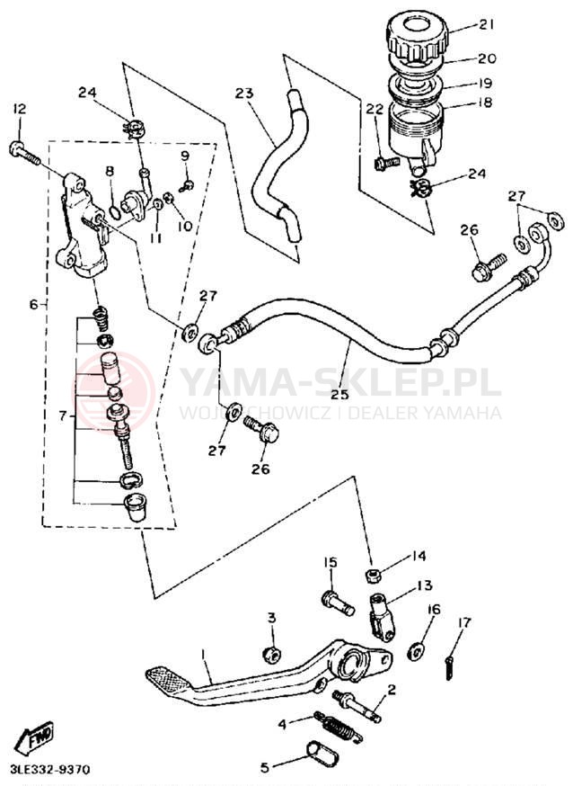 Schemat "Pompa hamulcowa tył" do Yamaha FZR1000A/FZR1000AC