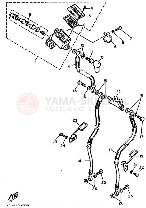 Schemat "Pompa hamulcowa przednia" do Yamaha VIRAGO 750 XV750B/XV750BC