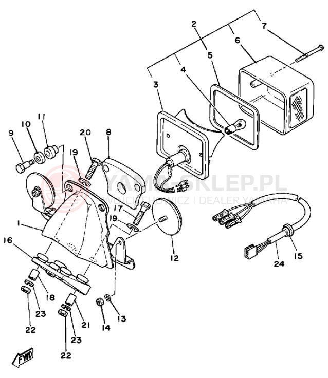 Schemat "lampa tył" do Yamaha SR500H