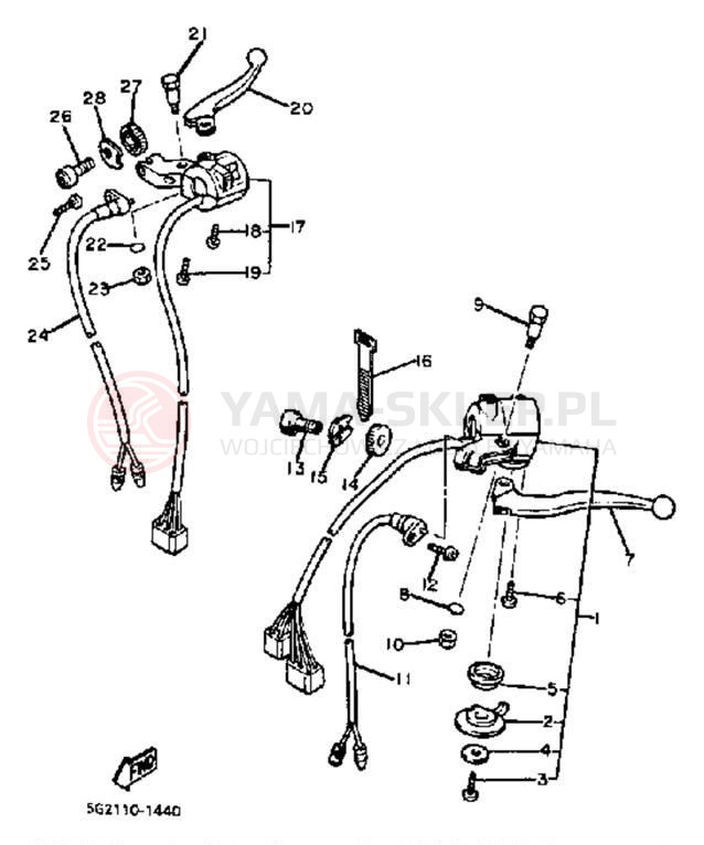 Schemat "Kierownica i osprzęt" do Yamaha XJ750RK