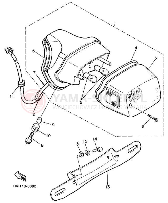 Schemat "lampa tył" do Yamaha VIRAGO 700 XV700CTC/XV700CT