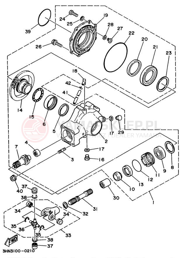 Schemat "Wał napędowy" do Yamaha KODIAK 4WD YFM400FWH_