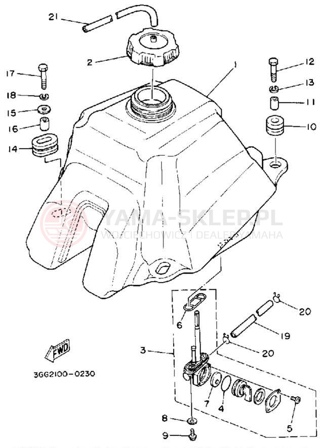 Schemat "zbiornik paliwa" do Yamaha YFZ350D