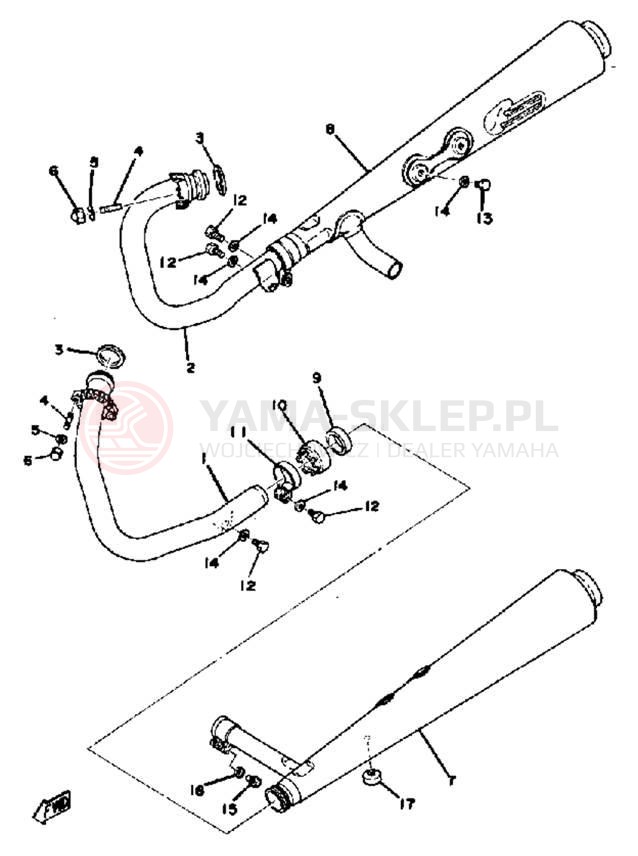 Schemat "Wydech końcowy" do Yamaha XS650C