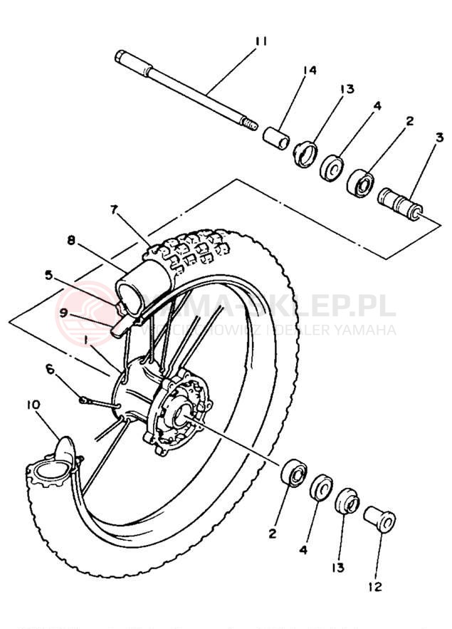 Schemat "Koło przód" do Yamaha YZ125W