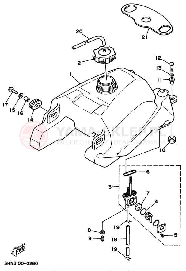 Schemat "zbiornik paliwa" do Yamaha BIG BEAR 4WD YFM350FWF