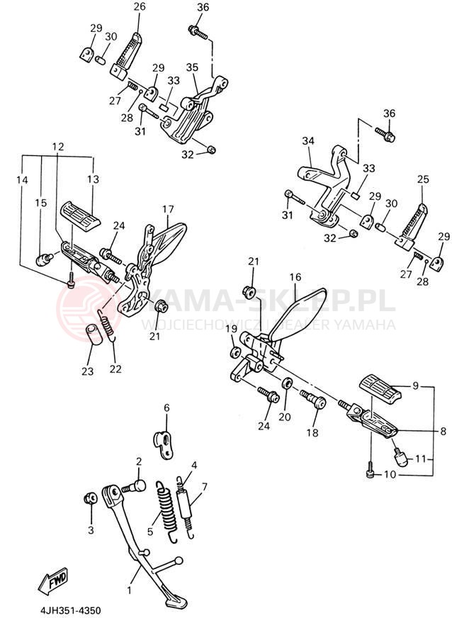 Schemat "Stopka postojowa i podnóżki" do Yamaha YZF600R YZF600RPC/YZF600RP
