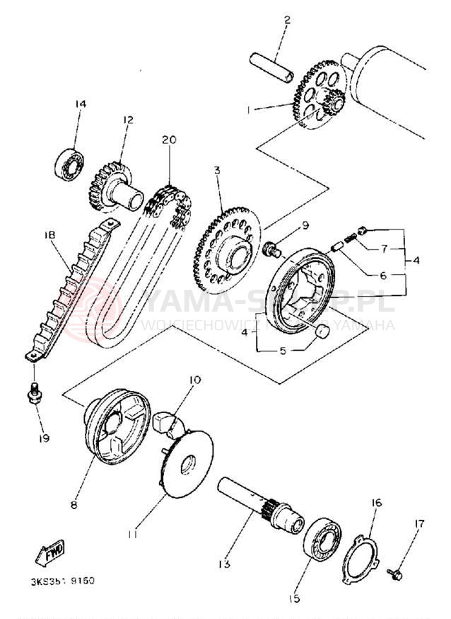 Schemat "rozrusznik" do Yamaha FZR1000EC/FZR1000E