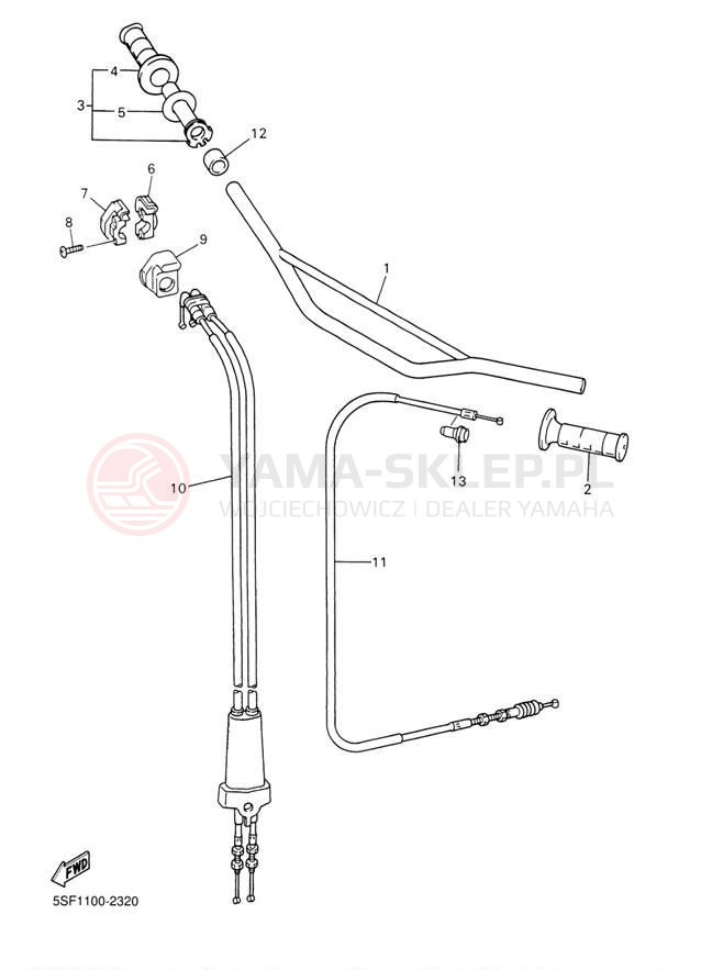 Schemat "Kierownica i osprzęt" do Yamaha YZ426F YZ426FP