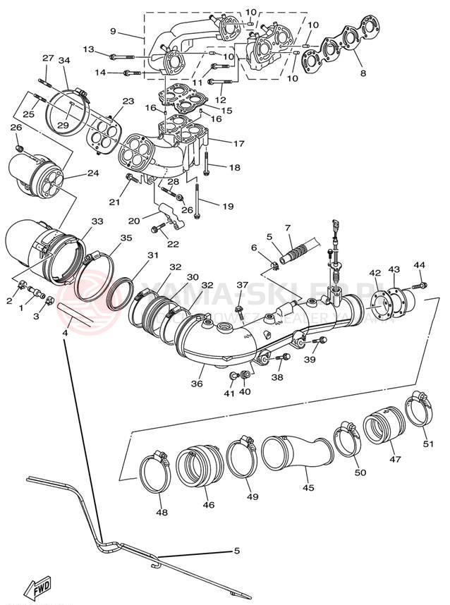 Schemat "wydech" do Yamaha AR230 High Output SRT1100AD