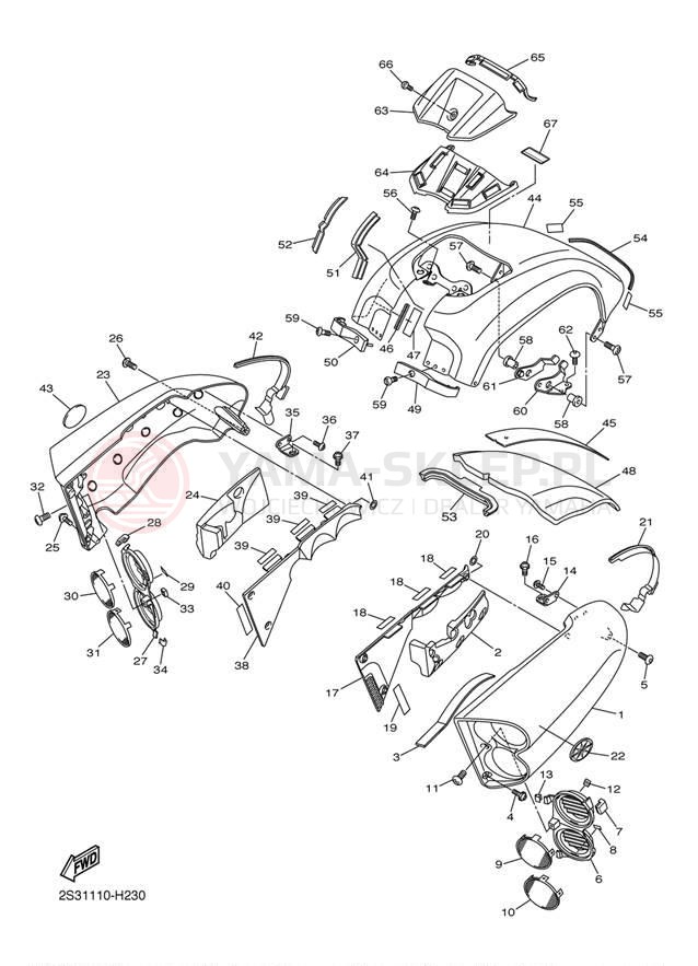 Schemat "Pokrywa boczna" do Yamaha V MAX VMX17YB/VMX17YCB