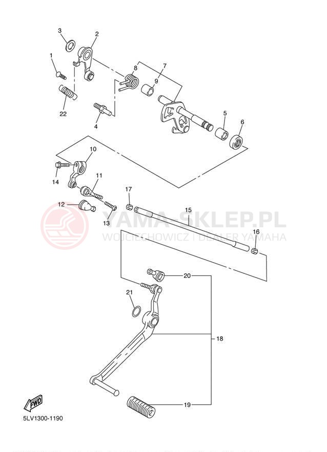 Schemat "Dźwignia zmiany biegów, wałek" do Yamaha FZ1 FZS1T/FZS1TC