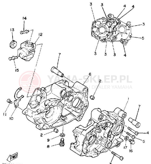 Schemat "Obudowa silnika" do Yamaha Y-ZINGER PW80D