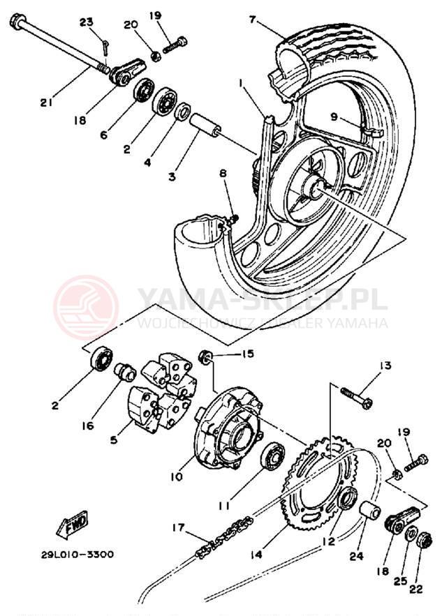 Schemat "Koło tył" do Yamaha RZ350L