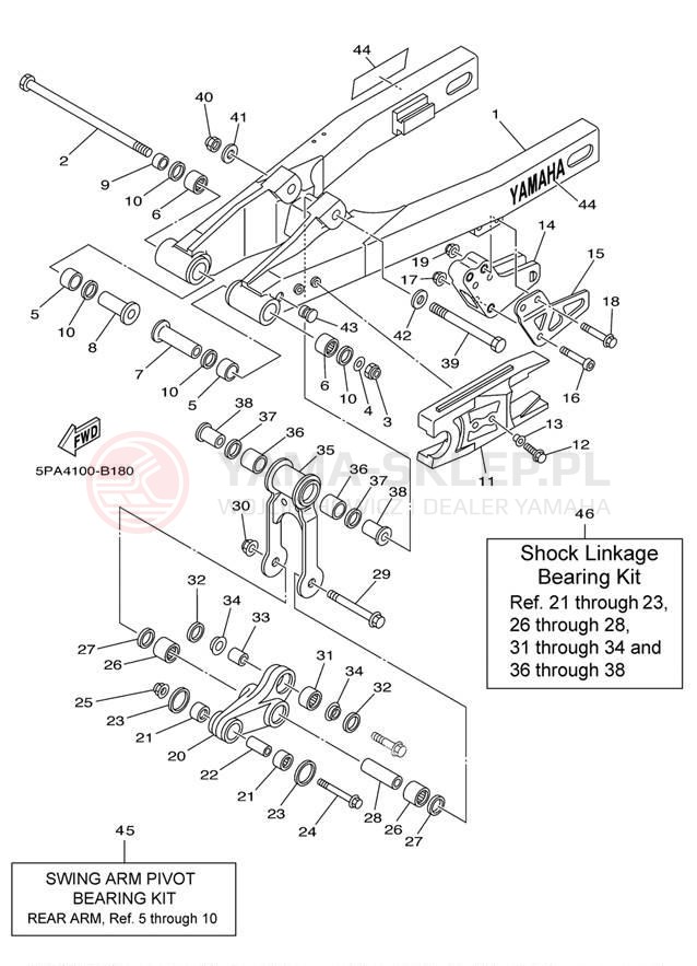 Schemat "wahacz" do Yamaha YZ85 YZ85R