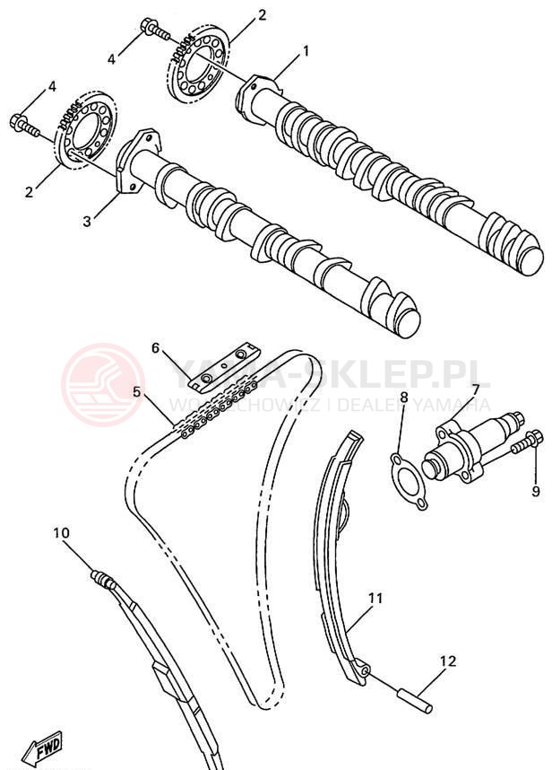 Schemat "Rozrząd - łańcuszek" do Yamaha R1 YZFR1L/YZFR1LC
