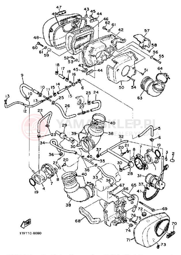 Schemat "Filtr powietrza" do Yamaha VIRAGO 1100 XV1100TC/XV1100T