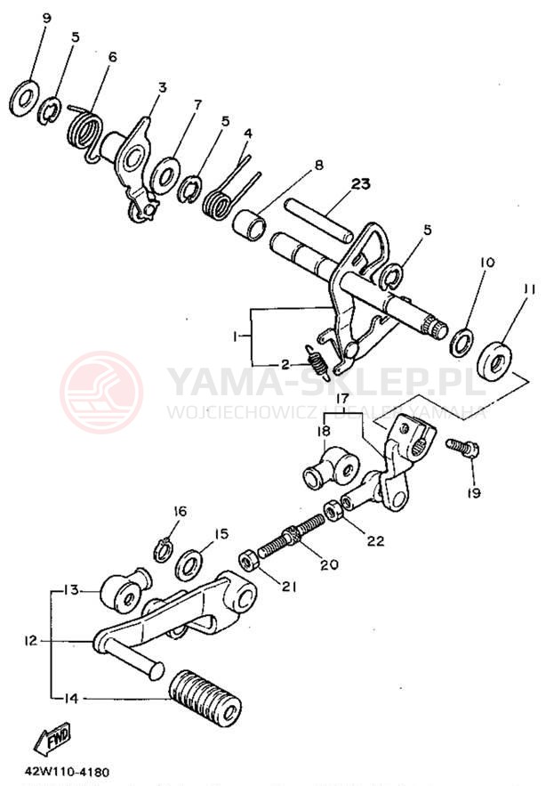 Schemat "Dźwignia zmiany biegów, wałek" do Yamaha VIRAGO 750 XV750DC/XV750D