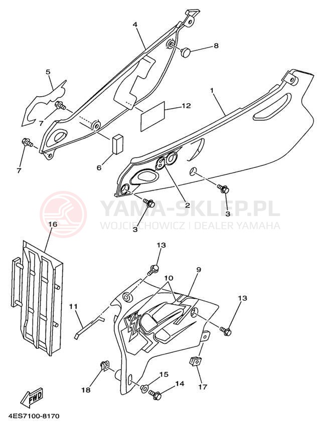 Schemat "Pokrywa boczna" do Yamaha YZ80 YZ80K1